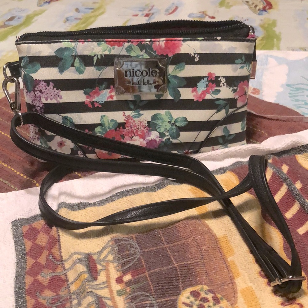 Floral & Striped Wristlet